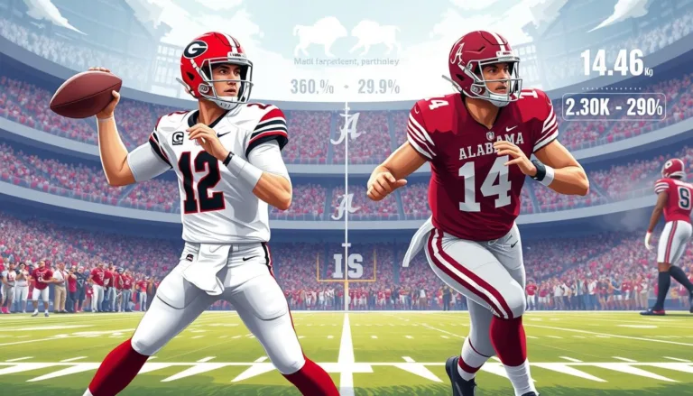 Explore key player stats from the Georgia Bulldogs vs Alabama Crimson Tide football match. Compare quarterback performances, rushing yards, and defensive metrics in this SEC showdown.